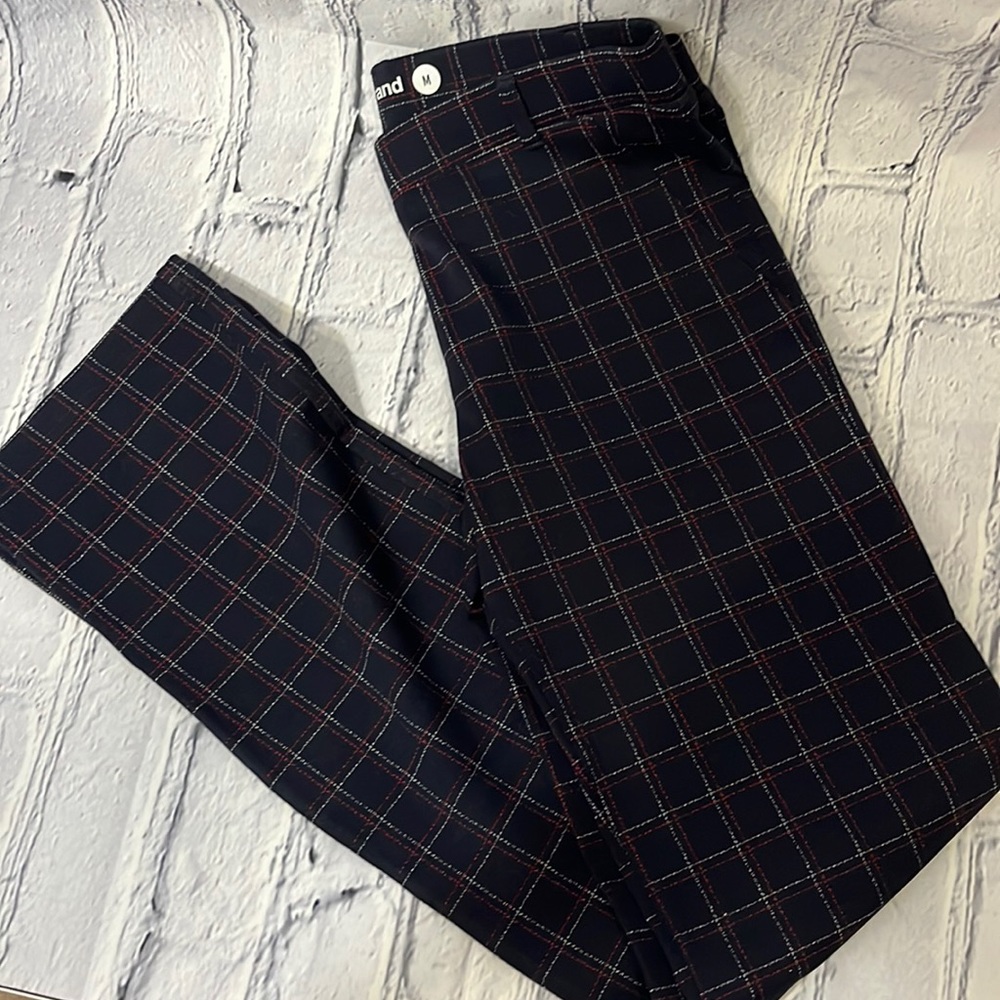 Betabrand yoga dress pants navy plaid size M - discontinued pattern, HTF